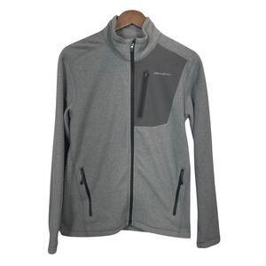 Eddie Bauer Fleece Zip Up Jacket First Ascent Gray Pockets Outdoors Mens Small